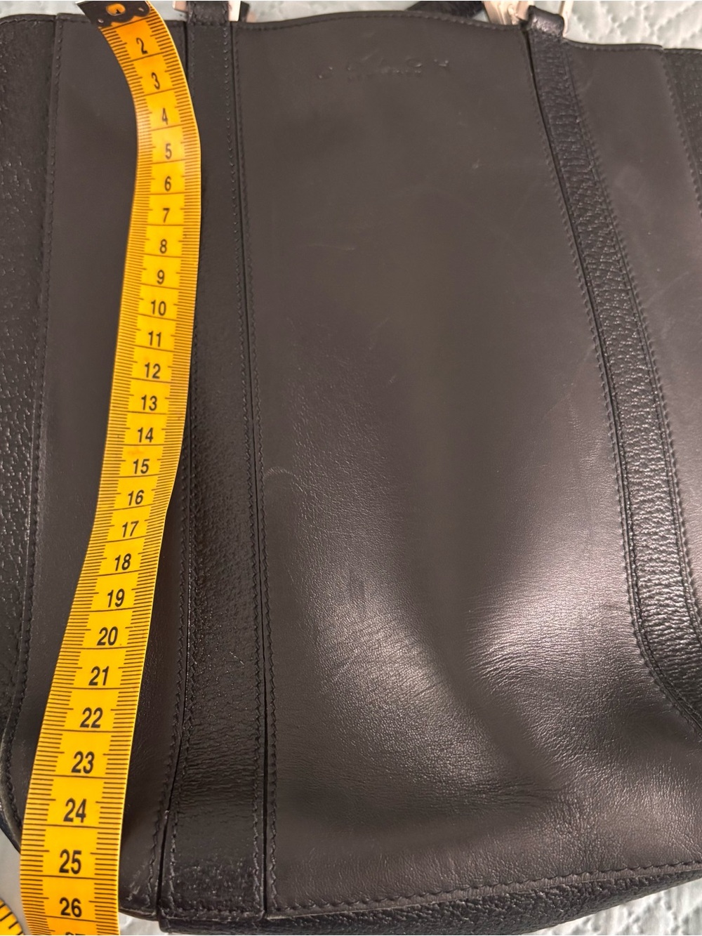 Coach Black Leather Tote with Silver Accents